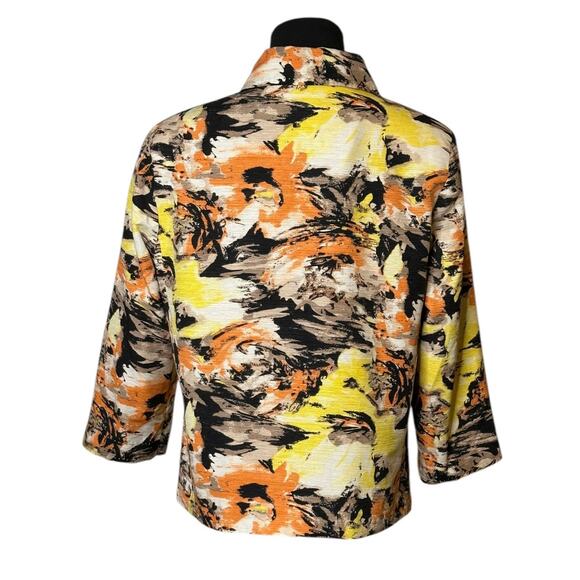 David Brooks vintage orange yellow print silk blazer jacket size Medium - Picture 2 of 16
